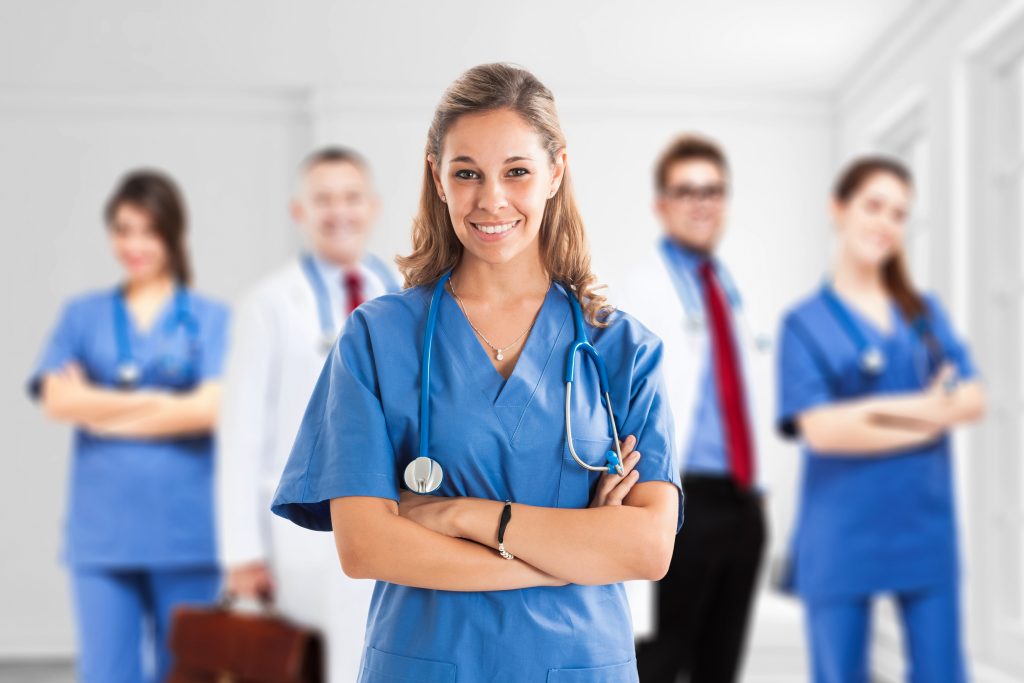 Healthcare Professionals Standing in Hospital